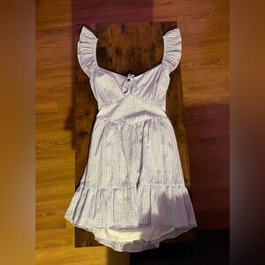 Mahina Checkered Blue & White Mini Dress